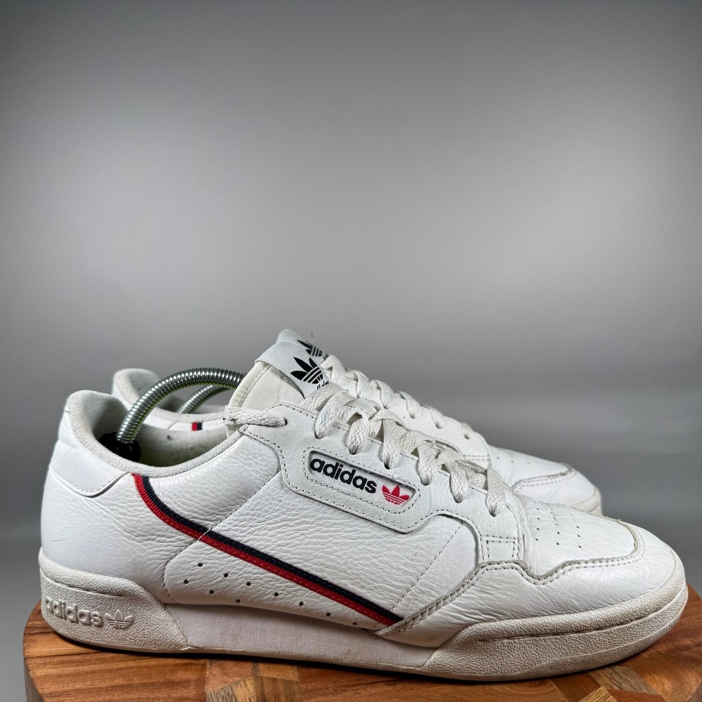 Adidas Continental 80 Mens White Scarlet Navy Leather Sneakers B41674 Size 12